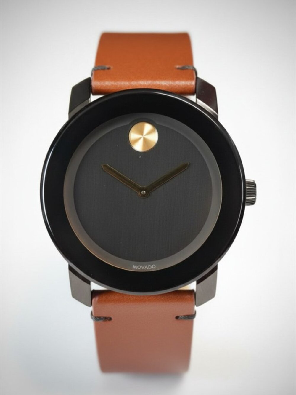 MOVADO BROWN LEATHER BLACK DIAL WATCH- OPEN BOX
